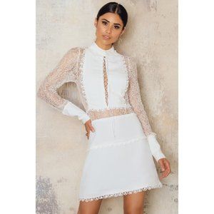 For Love & Lemons Lola Rose Mini Dress White M NWT